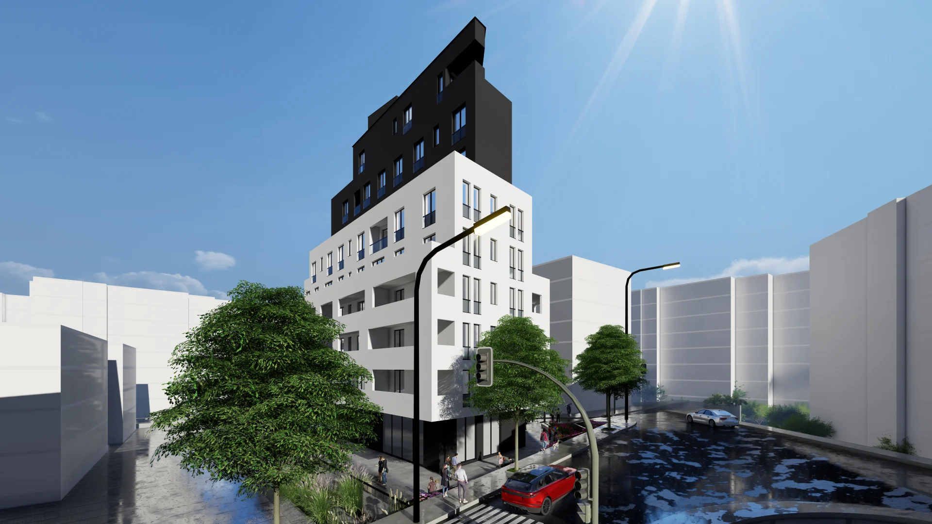 Urban residential concept — corner perspective
